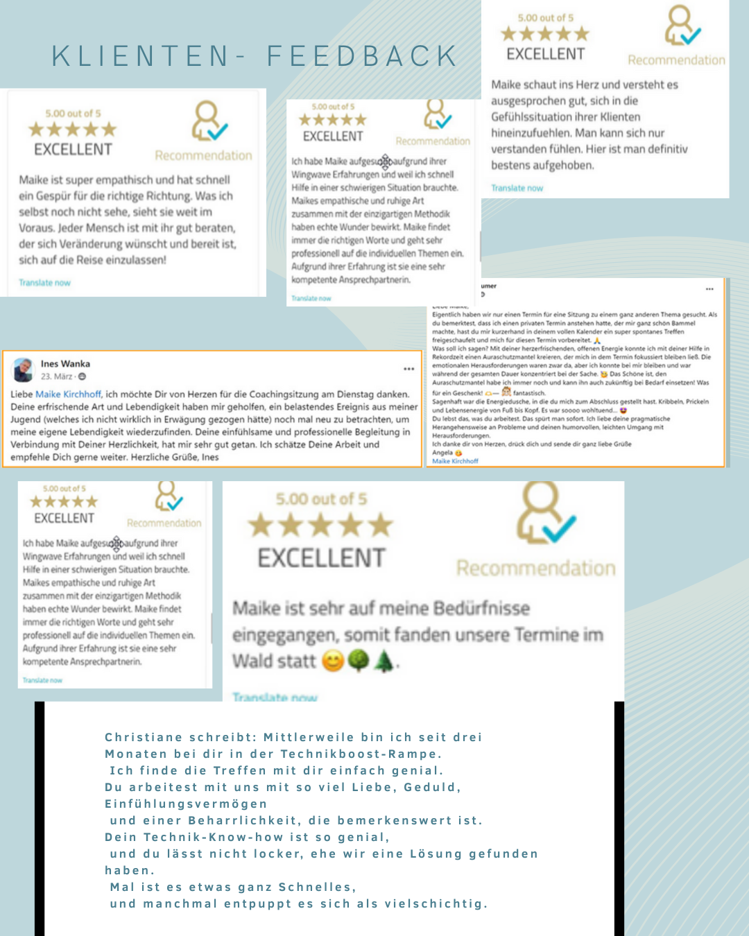 Blau Beige Hell Minimalistisch Wellen Professionell Business Feedback Instagram Beitrag